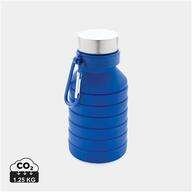 Бутылка для вода складная силиконовая с карабином, 550 мл, синяя