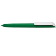 Ручка шариковая Flow Pure matt СВ пластик, клип белый, корпус зеленый